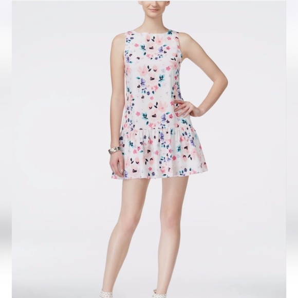 CeCe By Cynthia Steffe Charley Floral Drop Waist Flounce Hem Dress Size 6 - Picture 1 of 10